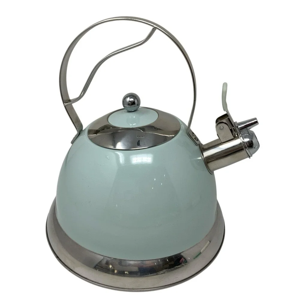 MasterClass Premium Cookware Stainless Steel Light Robin Blue Tea Pot Tea Kettle